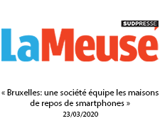 « Bruxelles: une société équipe les maisons de repos de smartphones » mention de aSmartWorld à la suite de l’action « Familles connectées » (23/03/2020).